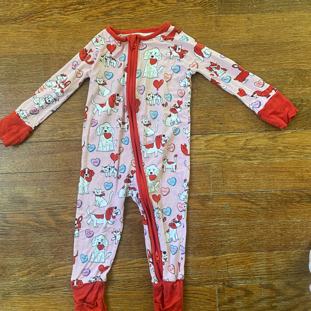 Little Sleepies Pink and Red Kids Footie